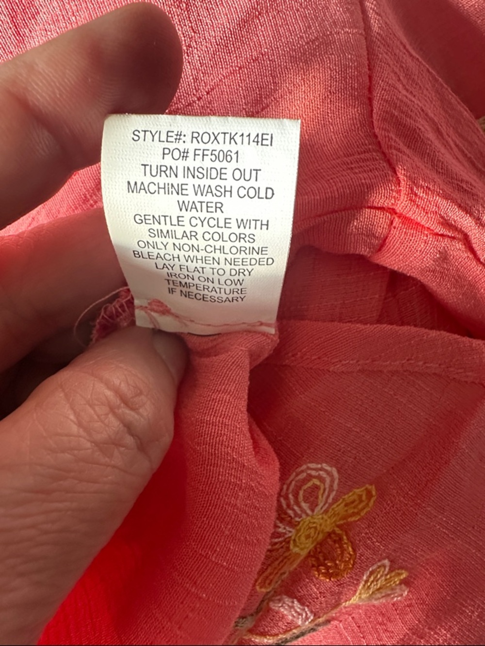 Hope Springs Embroidered Coral Pink  Blouse Size Large - Picture 10 of 13